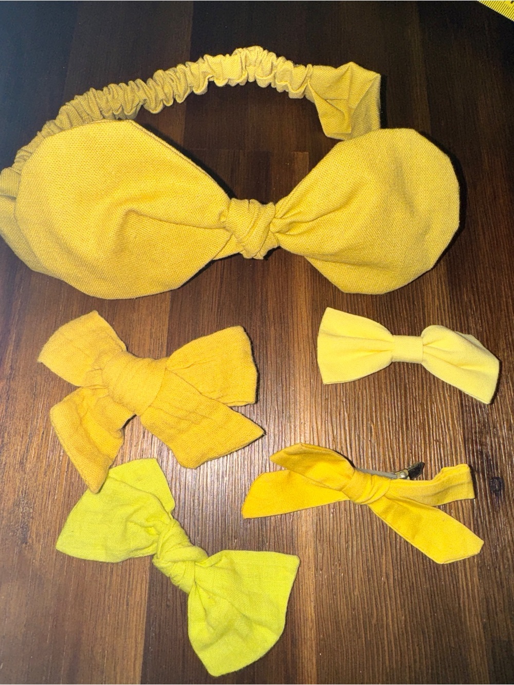 5-Piece Yellow Bow Hair Accessory Set Headband + Hair Clips